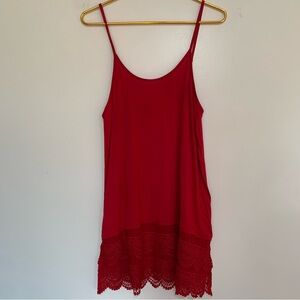 Elegant Rhonda Shear red lace-hem cami top extender Large